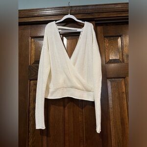 Francesca’s White Crossover Sweater